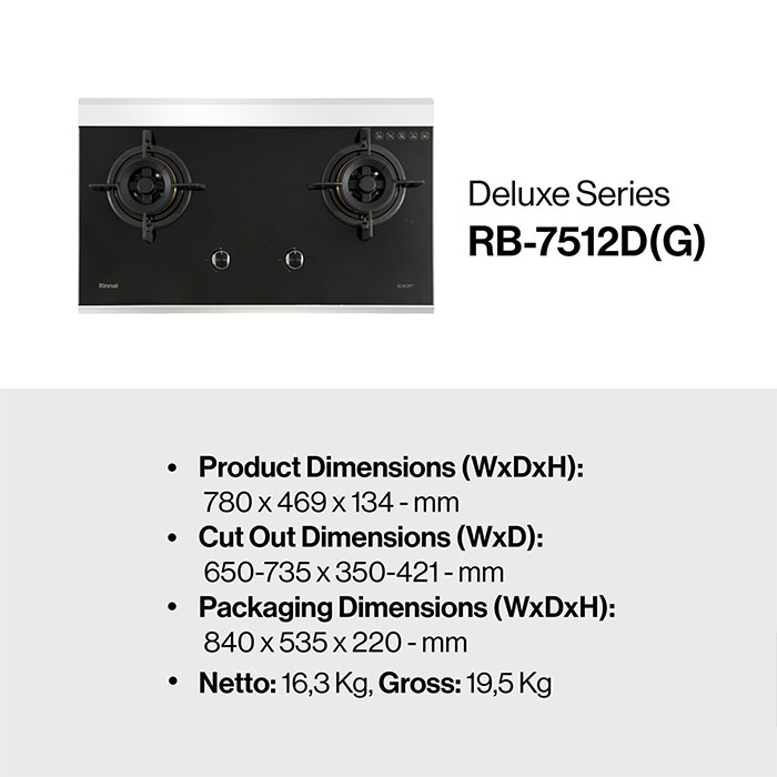 Rinnai Kompor Tanam 2 Tungku - RB 7512D(G) | RB7512D(G)